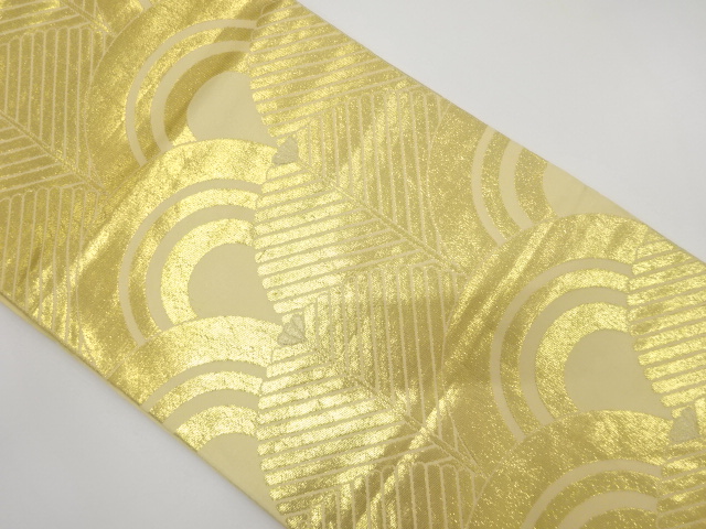 JAPANESE KIMONO / ANTIQUE FUKURO OBI / SILK / WOVEN SEIGAIHA & YOUNG PINE